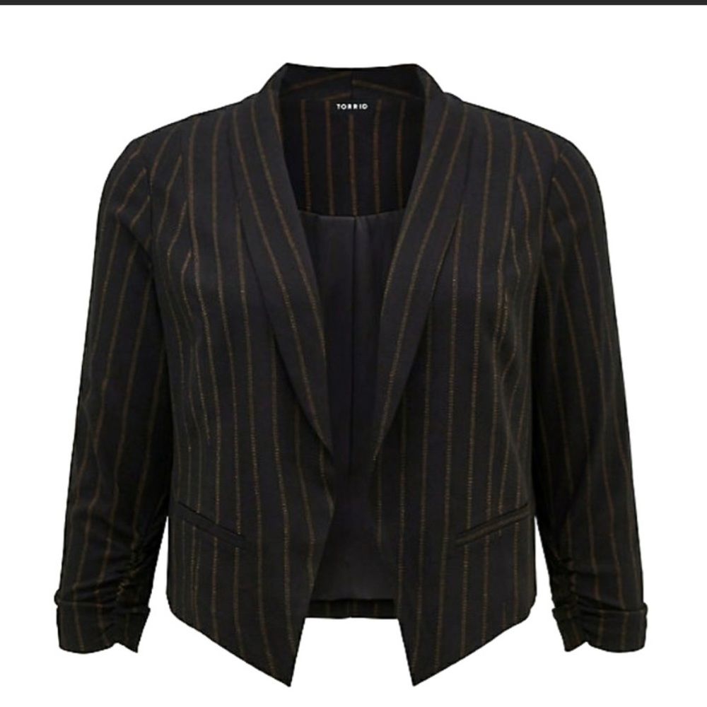 Women’s Torrid Blazer Black Stripe Twill NWT Size 2XL Cutaway Business Clothes